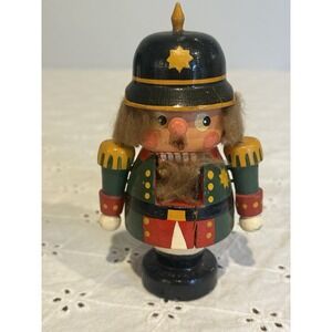 Vintage Wooden German Nutcracker 5" Hand-Painted‎ Mini Christmas Figure